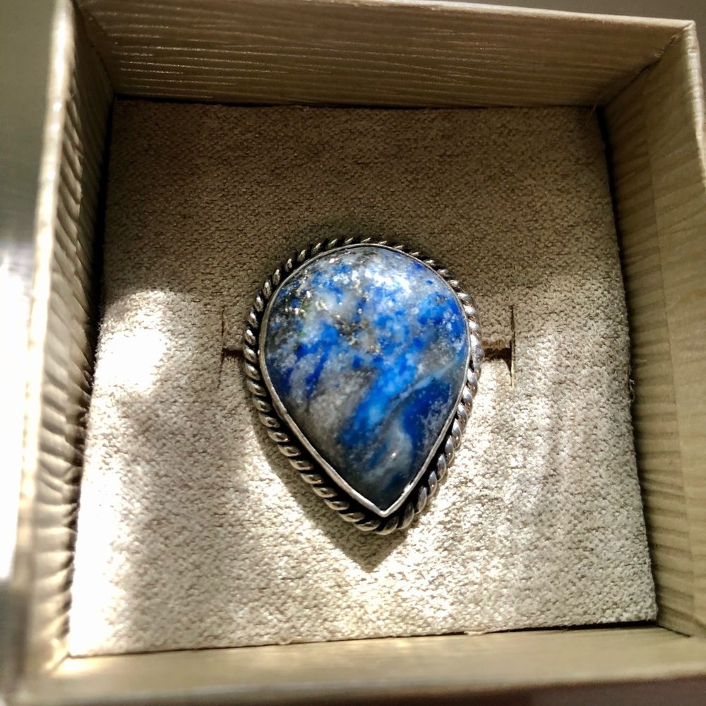 Size 7 Tear Drop Sodalite Stone and SterlingSilver - Picture 8 of 10
